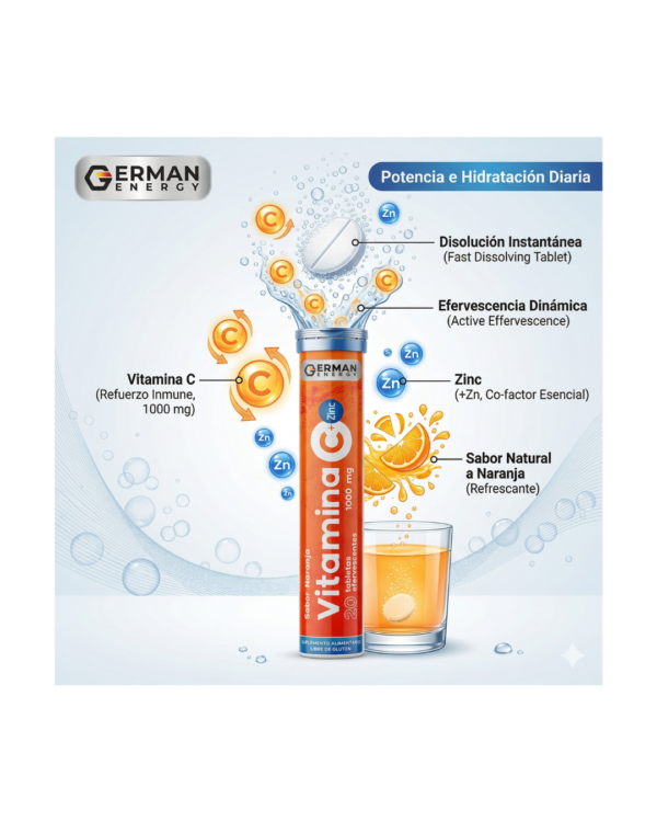8 VITAMINA C + ZINC EFERVECENTES X 20 GERMAN ENERGY