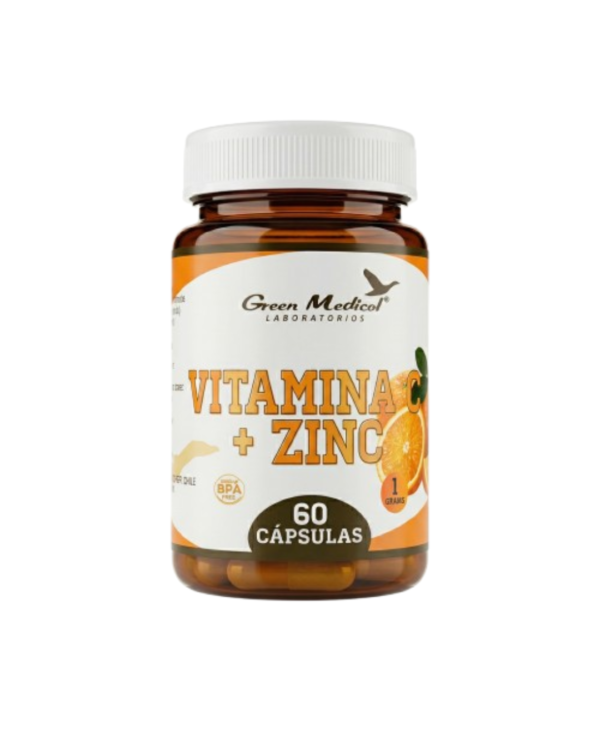 Diseño sin título (49) VITAMINA C + ZINC 1 GR CAP X 60 GREEN MEDICAL