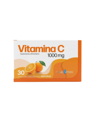 Diseño sin título (50) VITAMINA C 1000 MG 30 COMPRIMIDOS MASTICABLES NARANJA (LABORATORIO CURAE SPRING)