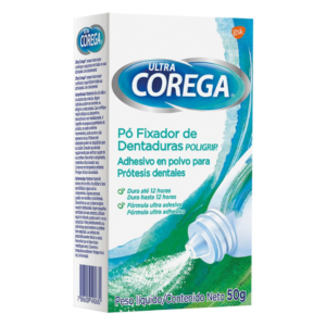 Adhesivo en Polvo para Prótesis Dental Ultra Corega Poligrip 50g – Fijación hasta 12 Horas