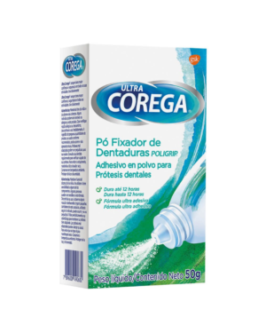 Adhesivo en Polvo para Prótesis Dental Ultra Corega Poligrip 50g – Fijación hasta 12 Horas