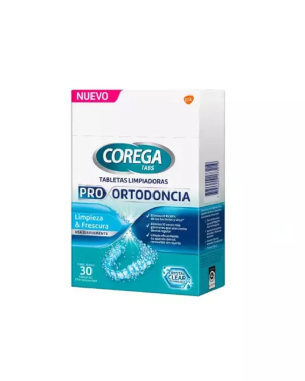 Tabletas Limpiadoras Corega Tabs Pro Ortodoncia x30