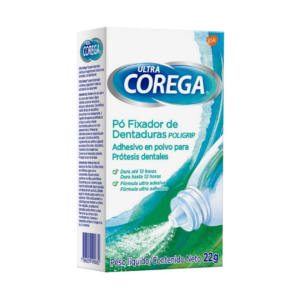 Adhesivo en Polvo para Prótesis Dental Ultra Corega Poligrip 22g – Fijación hasta 12 Horas